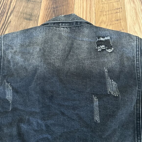 BALMAIN Paris Crach Double Rider Mens Denim Jacket Black/Gray Italy Money - Picture 14 of 16